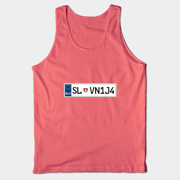 Slovenia car registration plate Tank Top by Travellers